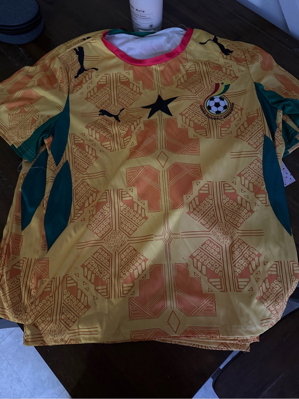 Puma Yellow and Green Ghana Football Jersey with Black Accents